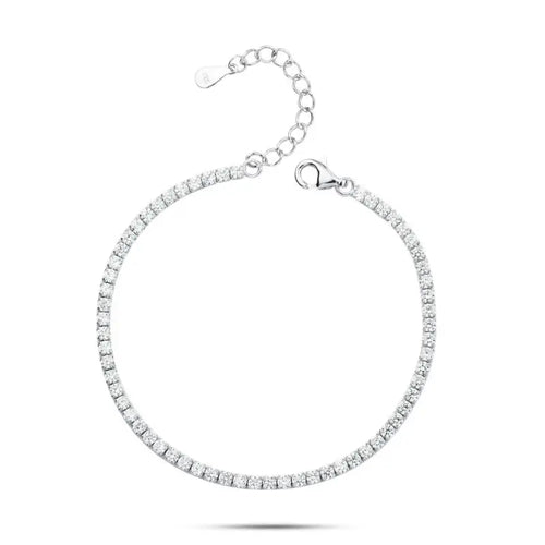Shiny Zircon 925 Silver Tennis Bracelet - Transparent