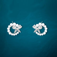 Shiny Zircon and Pearl stone Butterfly Earring - 925 sterling silver - fathyibrahim