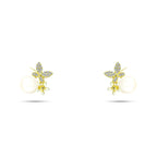 Shiny Zircon and Pearl stone Butterfly Earring - 925 sterling silver - fathyibrahim