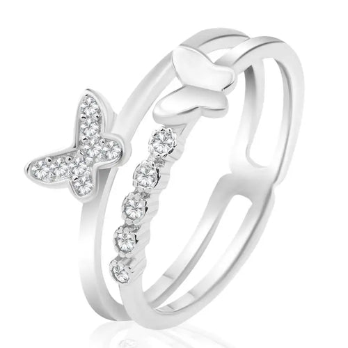 Shiny Zircon Butterflies Ring - 925 sterling silver - Rings
