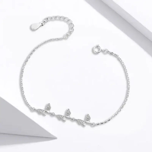 Shiny zircon Butterfly Bracelet - 925 sterling silver - Transparent - Bracelets
