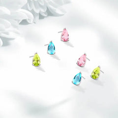 Shiny Zircon Earring Colored 925 Sterling Silver - Multi Color