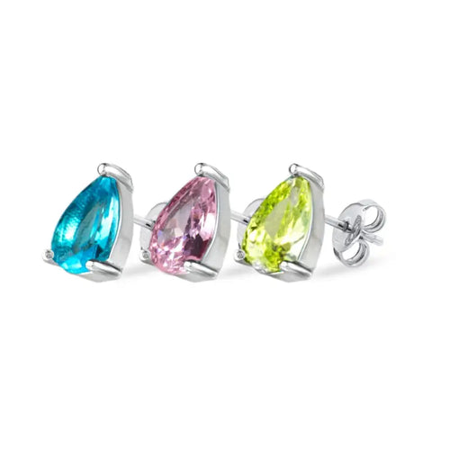 Shiny Zircon Earring Colored 925 Sterling Silver - Multi Color