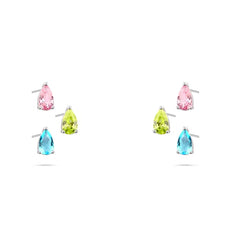 Shiny Zircon Earring Colored 925 Sterling Silver - Multi Color