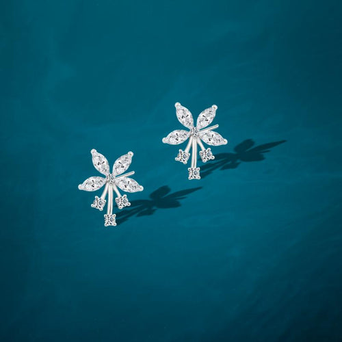 Shiny Zircon Flower Earring - 925 sterling silver - fathyibrahim
