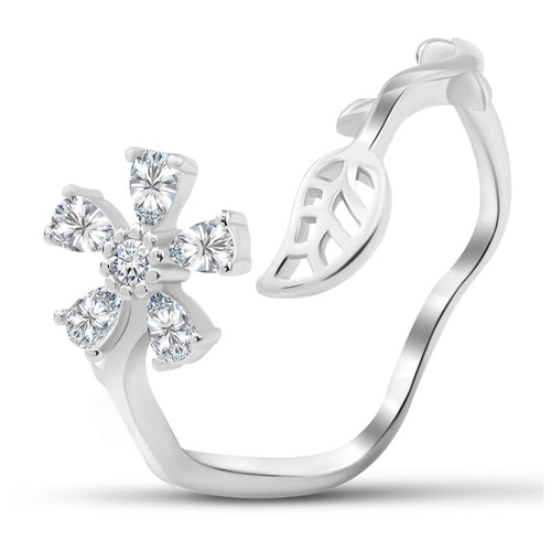 Shiny zircon Flower Ring - 925 sterling silver - fathyibrahim
