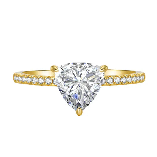 Shiny Zircon Gold Plated 925 Silver Ring - Transparent / 7 - Rings