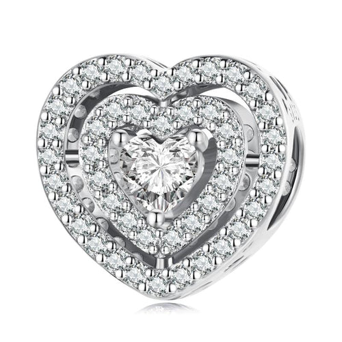 Shiny zircon Heart Charm - 925 sterling silver - fathyibrahim