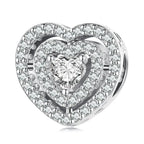 Shiny zircon Heart Charm - 925 sterling silver - White