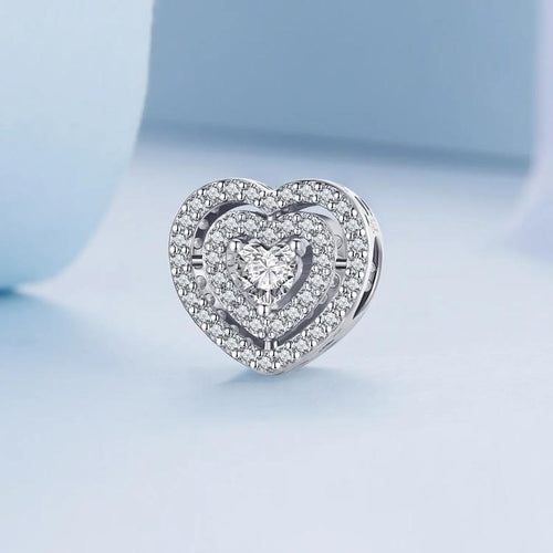 Shiny zircon Heart Charm - 925 sterling silver - fathyibrahim