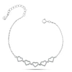 Shiny Zircon Hearts Bracelet - 925 sterling silver - Transparent - Bracelets
