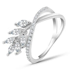 Shiny zircon leaf Ring - 925 sterling silver - Rings