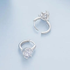 Shiny zircon stone Earring - 925 sterling silver - Transparent