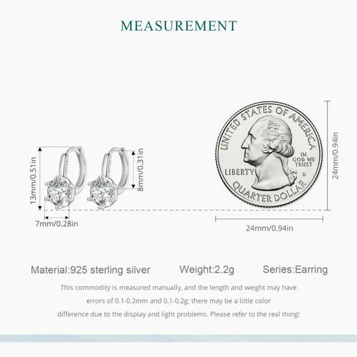 Shiny zircon stone Earring - 925 sterling silver - Transparent