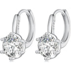 Shiny zircon stone Earring - 925 sterling silver - Transparent