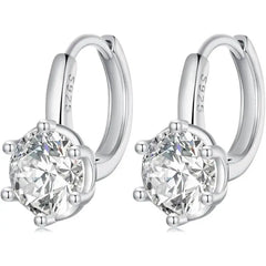 Shiny zircon stone Earring - 925 sterling silver - Transparent