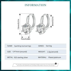 Shiny zircon stone Earring - 925 sterling silver - Transparent