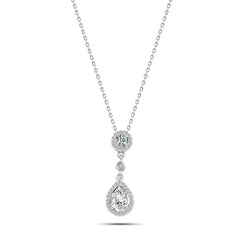 Shiny zircon teardrop 925 sterling silver set - Transparent - Sets