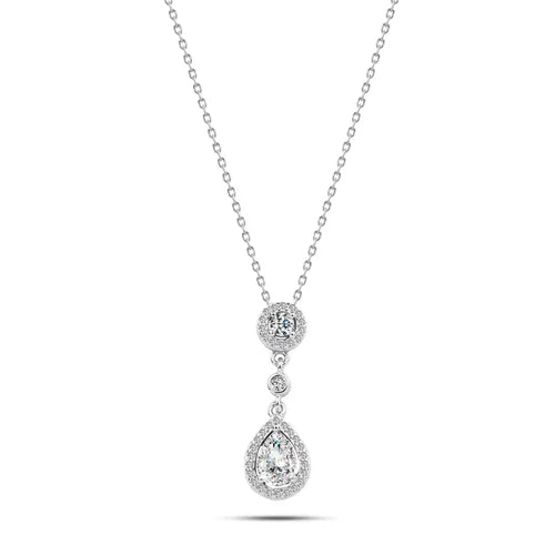 Shiny zircon teardrop 925 sterling silver set - Transparent - Sets