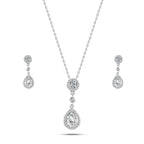 Shiny zircon teardrop 925 sterling silver set - Transparent - Sets