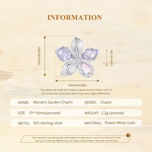 Silicon Flower Charm Crowned with Opal Stone - 925 Sterling silver - Multi Color