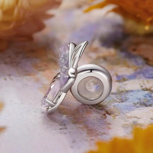 Silicon Flower Charm Crowned with Opal Stone - 925 Sterling silver - Multi Color