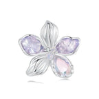 Silicon Flower Charm Crowned with Opal Stone - 925 Sterling silver - Multi Color