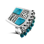 Silver Ring crowned with turquoise stone - 925 sterling silver - Turquoise