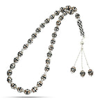 Silver Rosary Inlaid with Amber , 33 Beads - fathyibrahim