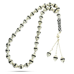 Silver Rosary Inlaid with Ivory , 33 Beads - fathyibrahim