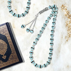 Silver Rosary Inlaid with Turquoise 33 Beads - Multi Color - Rosary