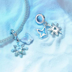 Snow Butterfly Pendant Charm - 925 Sterling Silver - fathyibrahim