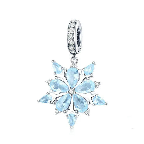 Snowflake 925 Silver Charm - Multi Color