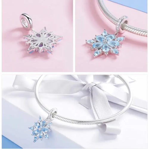 Snowflake 925 Silver Charm - Multi Color