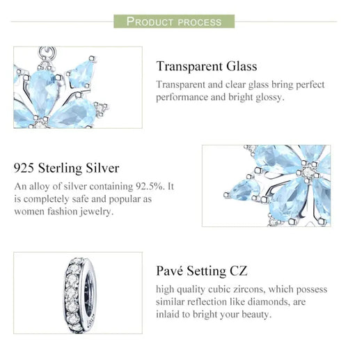 Snowflake 925 Silver Charm - Multi Color