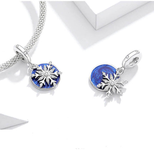 Snowy night sky 925 silver charm - fathyibrahim