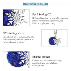 Snowy night sky 925 silver charm - fathyibrahim