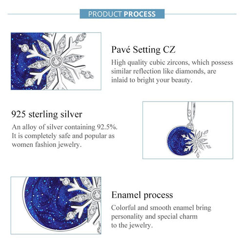 Snowy night sky 925 silver charm - fathyibrahim