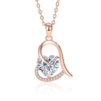 Sparkling Heart-925 silver necklace Rose gold - Transparent