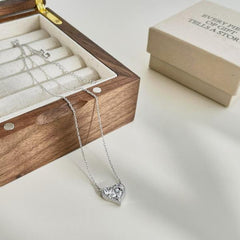 Sparkling Heart-925 sterling silver Necklace - Transparent