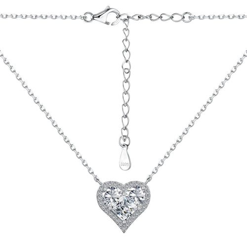 Sparkling Heart-925 sterling silver Necklace - Transparent
