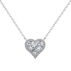 Sparkling Heart-925 sterling silver Necklace - Transparent