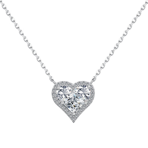 Sparkling Heart-925 sterling silver Necklace - Transparent