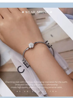 Sparkling Rose 925 Silver Charms Bracelet - Transparent / 19 - Bracelets
