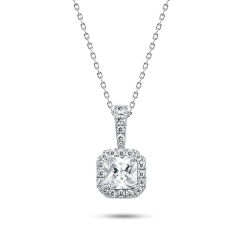 Square Zircon Stone 925 Silver Necklace - fathyibrahim