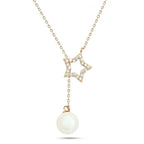 Star and pearl 925 Silver Necklace - White - NECKLACES