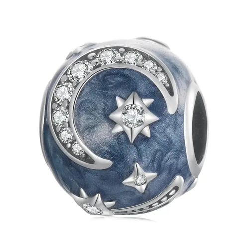 Star Galaxy Charm - 925 Sterling Silver - White
