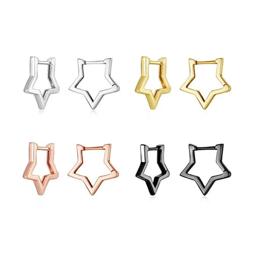 Star Shape Hoop Earrings - 925 sterling silver