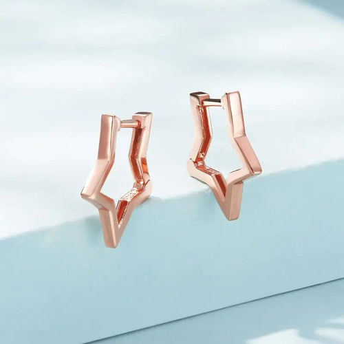 Star Shape Hoop Earrings - 925 sterling silver