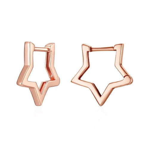 Star Shape Hoop Earrings - 925 sterling silver